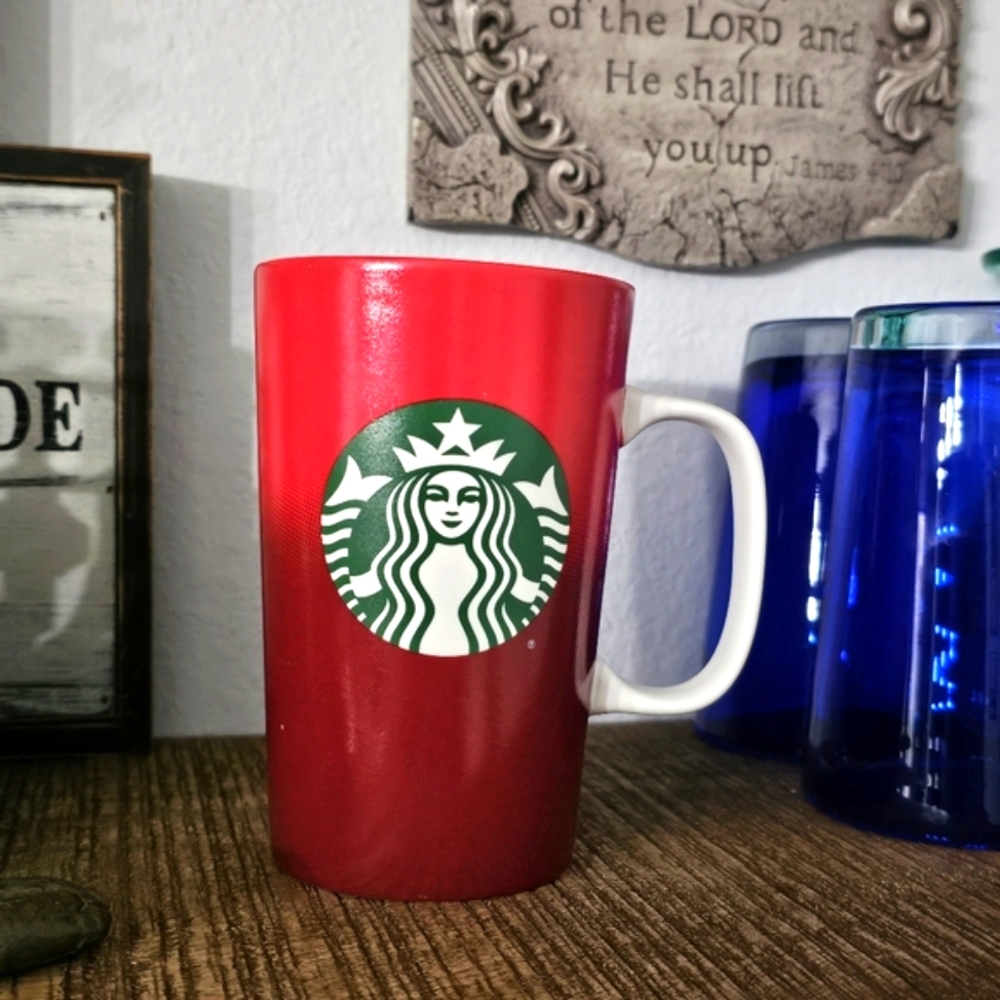Starbucks Mug Cup Red Ombre 16 oz Tall Logo Siren 🧜‍♀️ Coffee Holiday 2015